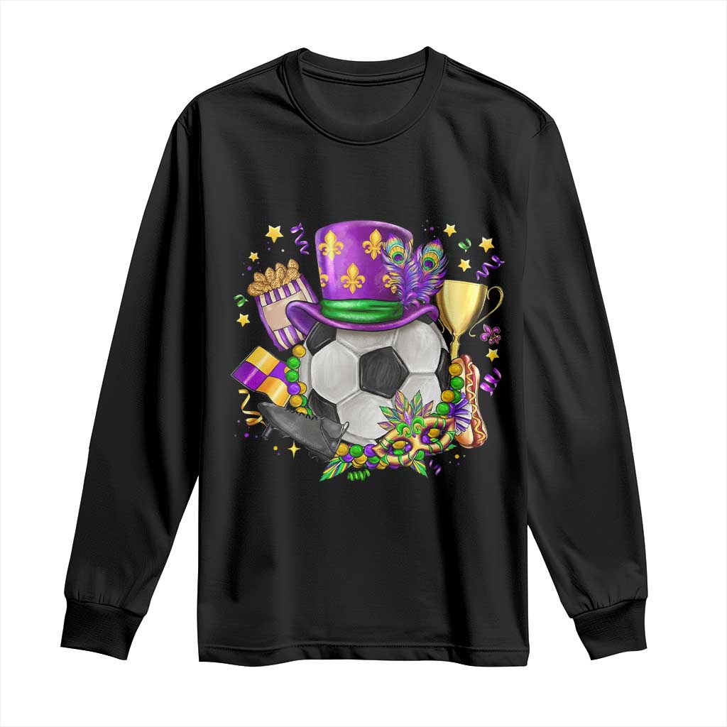 Mardi Gras Soccer Ball Long Sleeve Shirt Funny Soccer Player Gift