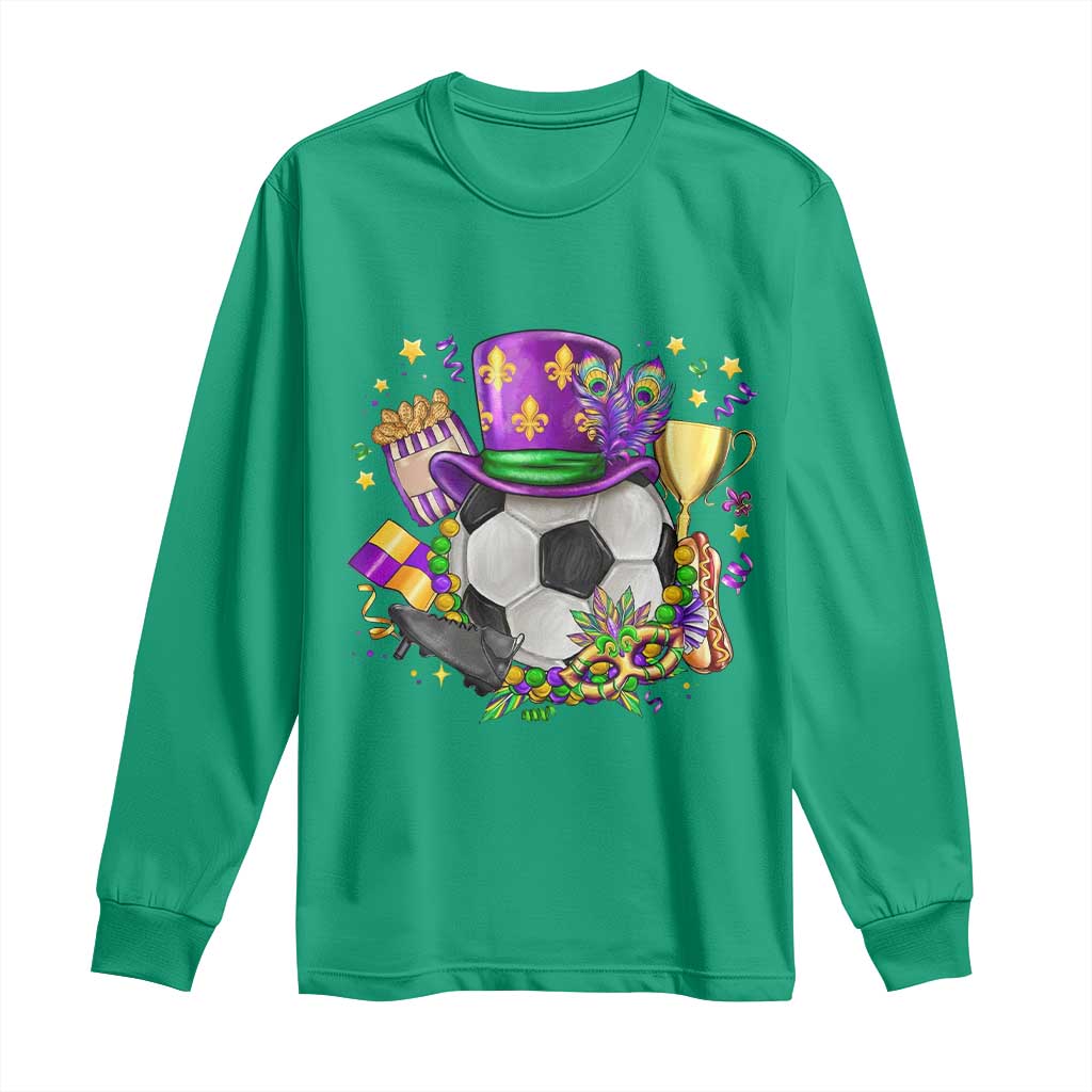Mardi Gras Soccer Ball Long Sleeve Shirt Funny Soccer Player Gift
