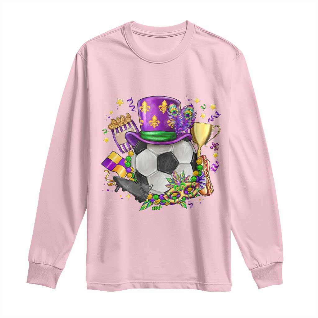 Mardi Gras Soccer Ball Long Sleeve Shirt Funny Soccer Player Gift