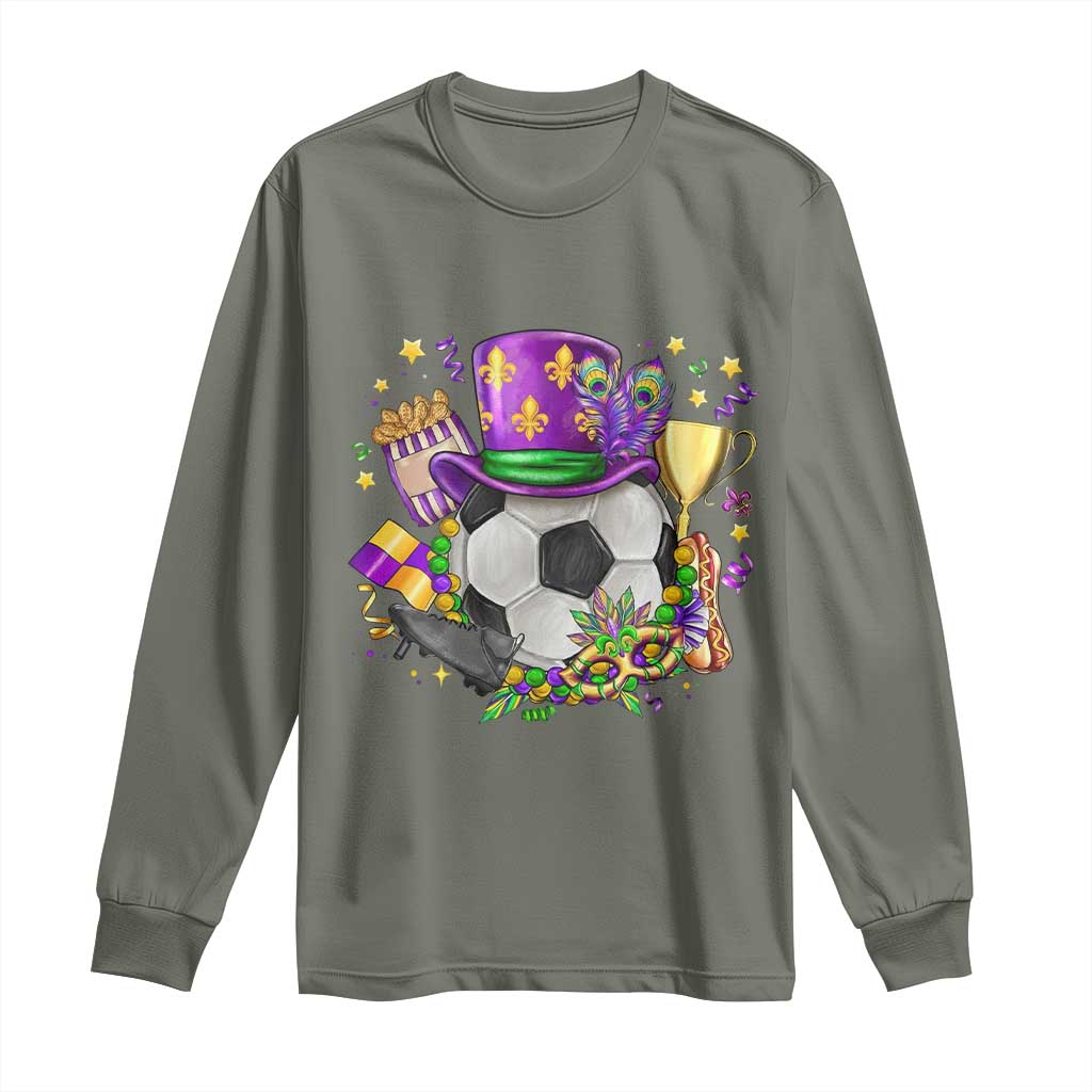 Mardi Gras Soccer Ball Long Sleeve Shirt Funny Soccer Player Gift