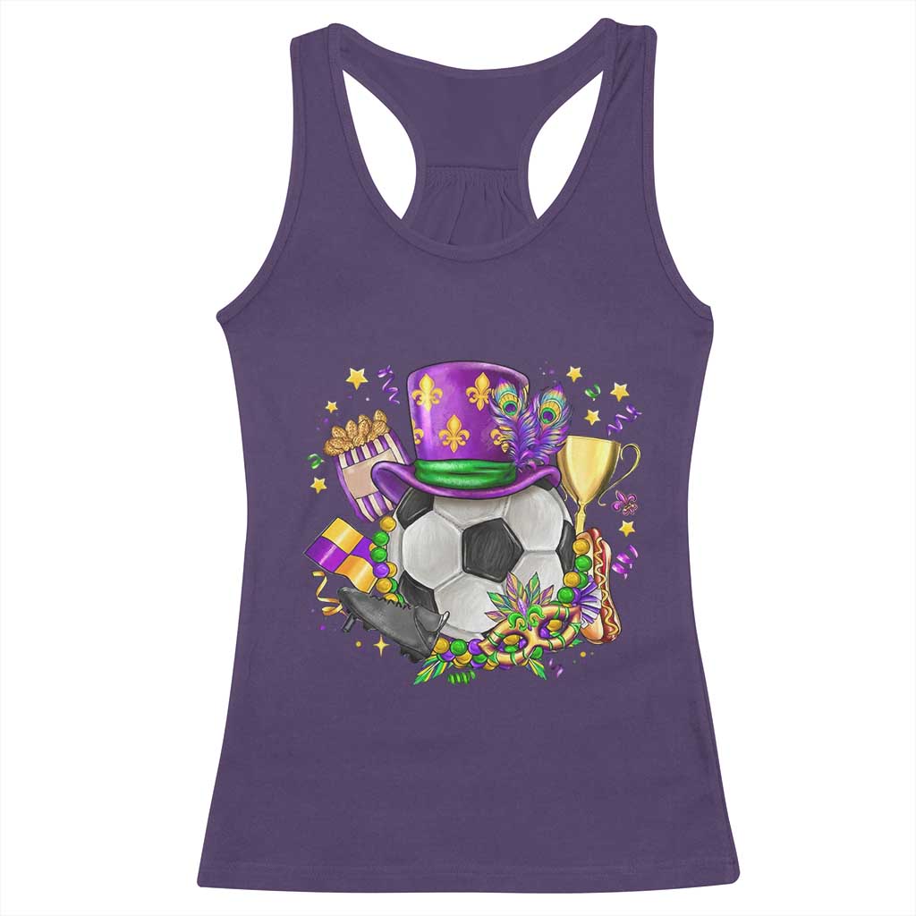 Mardi Gras Soccer Ball Racerback Tank Top Funny Soccer Player Gift