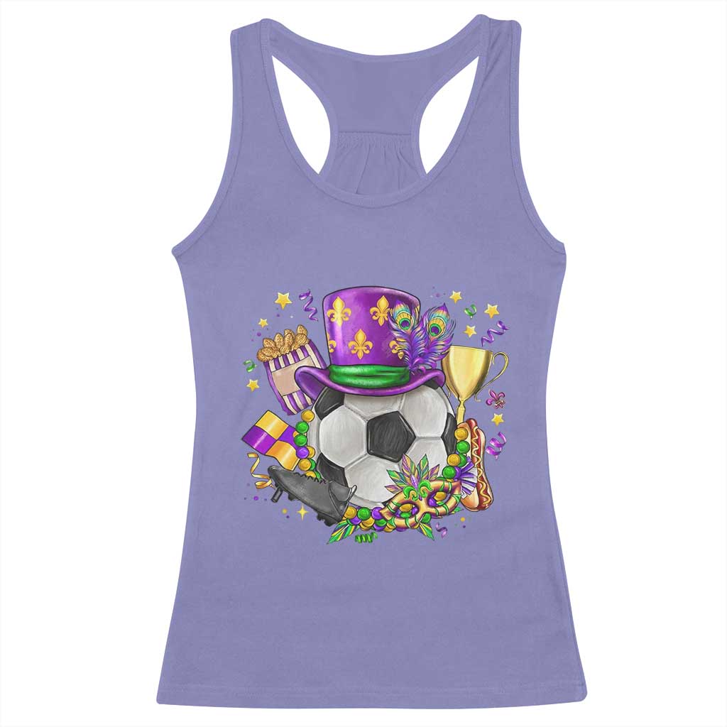 Mardi Gras Soccer Ball Racerback Tank Top Funny Soccer Player Gift