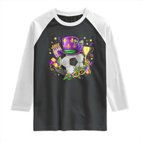 Mardi Gras Soccer Ball Raglan Shirt Funny Soccer Player Gift