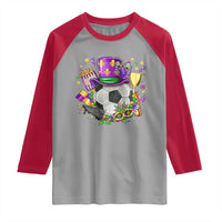 Mardi Gras Soccer Ball Raglan Shirt Funny Soccer Player Gift