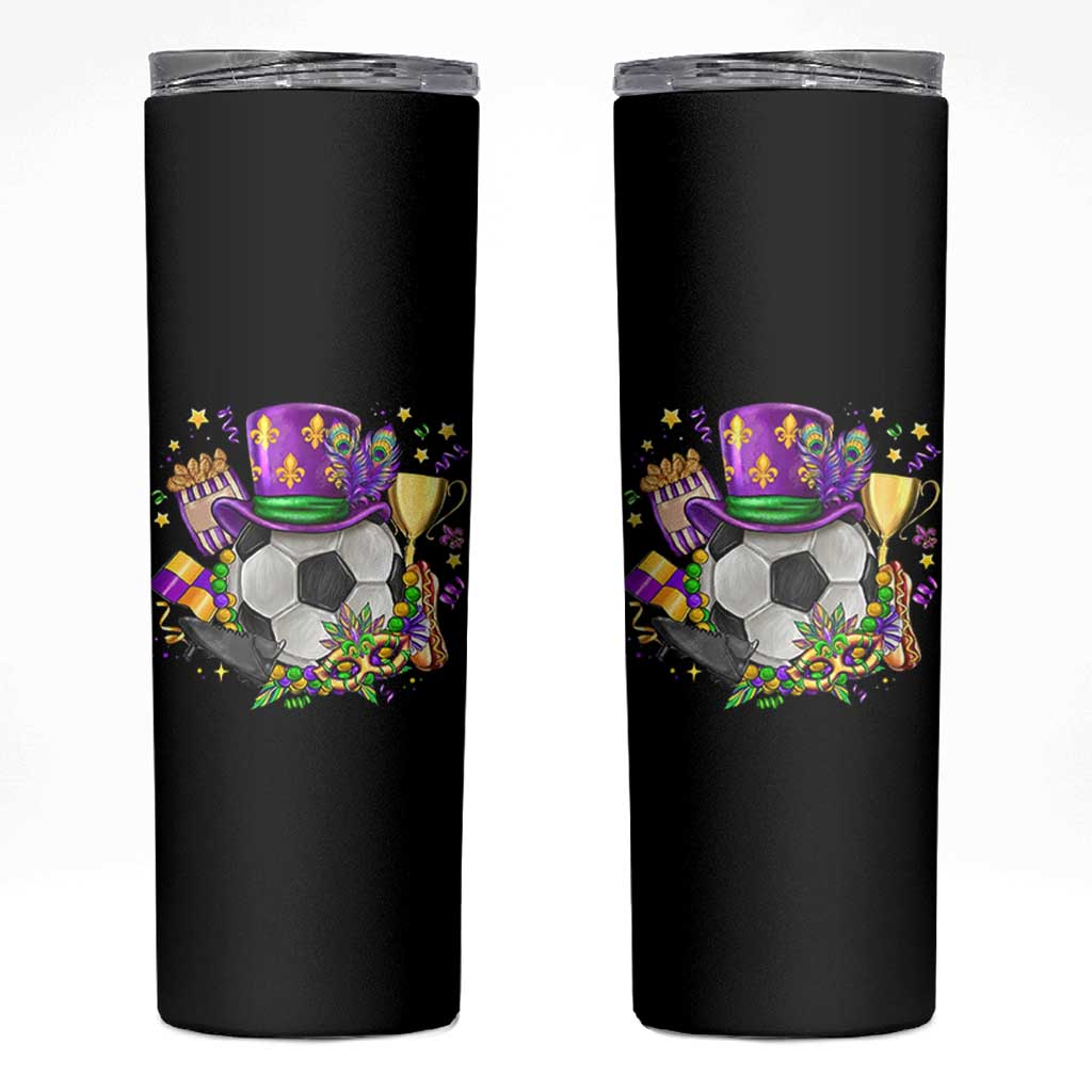 Mardi Gras Soccer Ball Skinny Tumbler Funny Soccer Player Gift