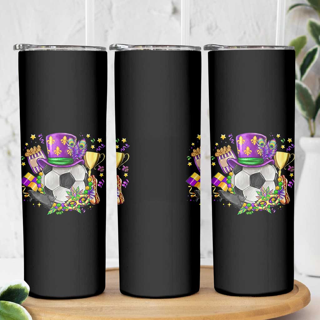 Mardi Gras Soccer Ball Skinny Tumbler Funny Soccer Player Gift