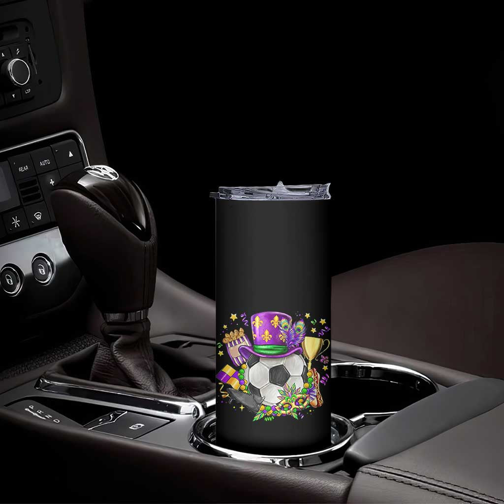 Mardi Gras Soccer Ball Skinny Tumbler Funny Soccer Player Gift