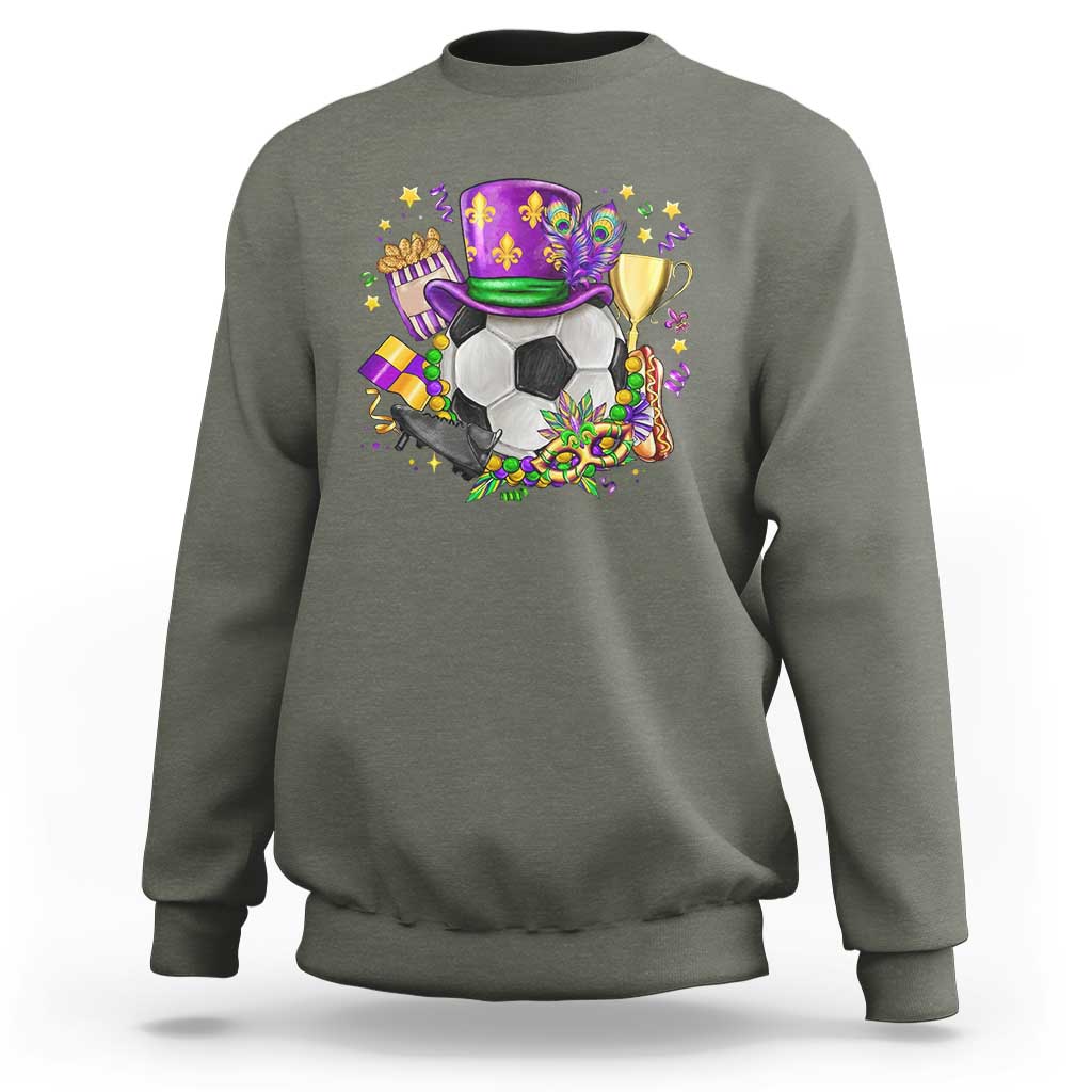 Mardi Gras Soccer Ball Sweatshirt Funny Soccer Player Gift
