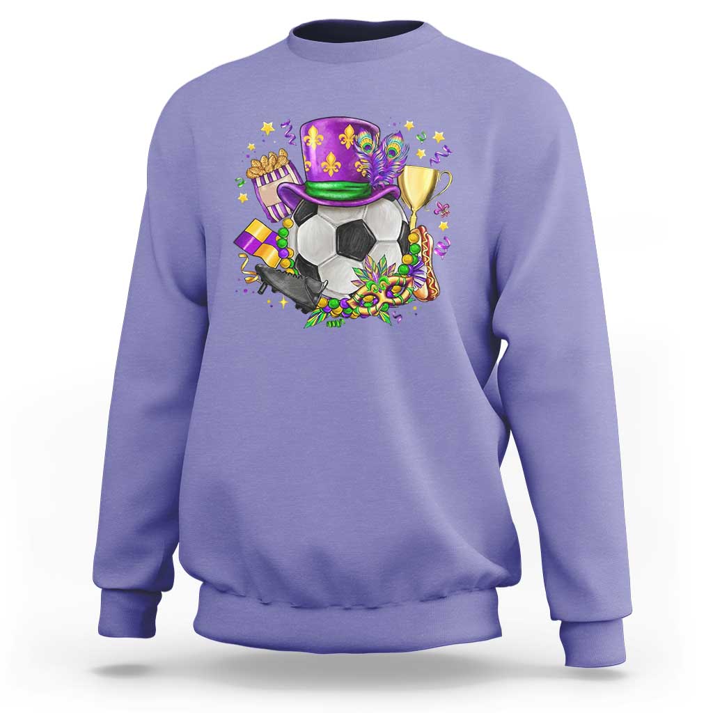 Mardi Gras Soccer Ball Sweatshirt Funny Soccer Player Gift
