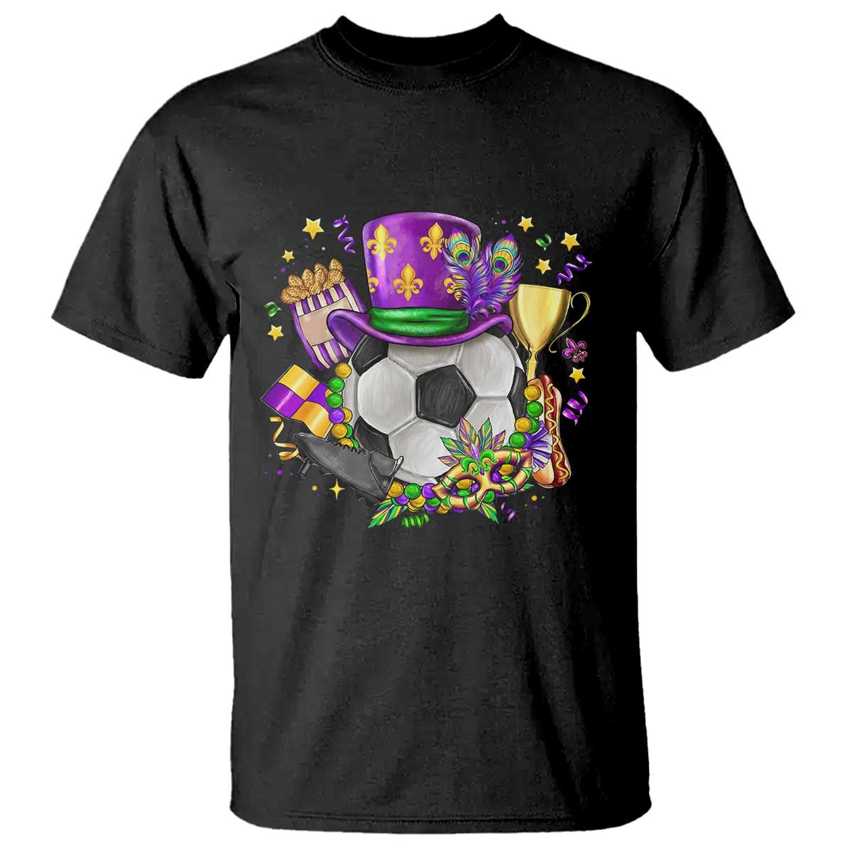 Mardi Gras Soccer Ball T Shirt Funny Soccer Player Gift