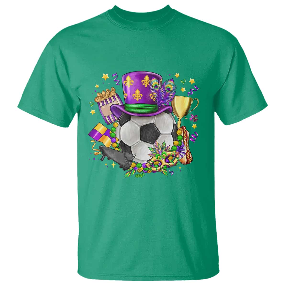 Mardi Gras Soccer Ball T Shirt Funny Soccer Player Gift