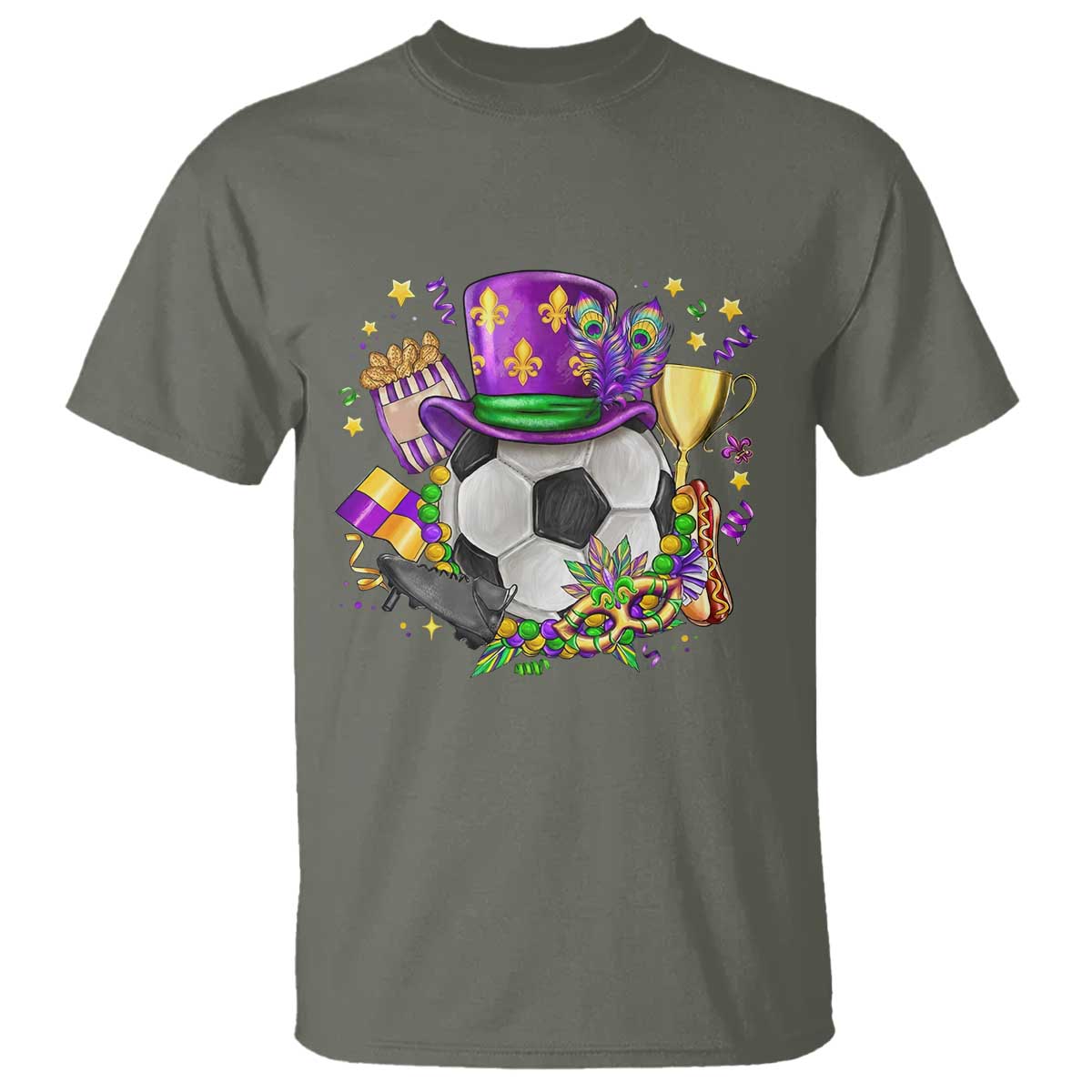 Mardi Gras Soccer Ball T Shirt Funny Soccer Player Gift