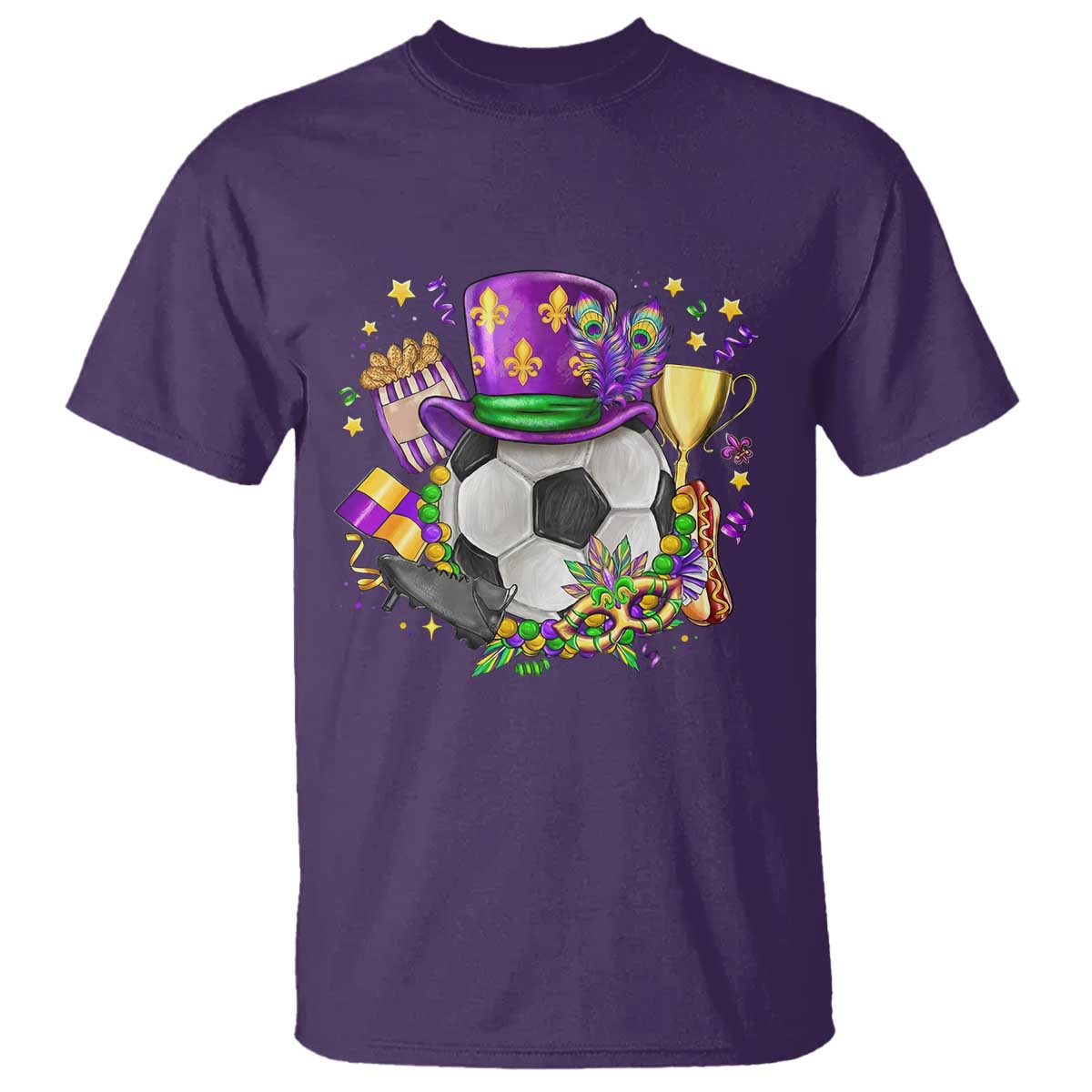 Mardi Gras Soccer Ball T Shirt Funny Soccer Player Gift