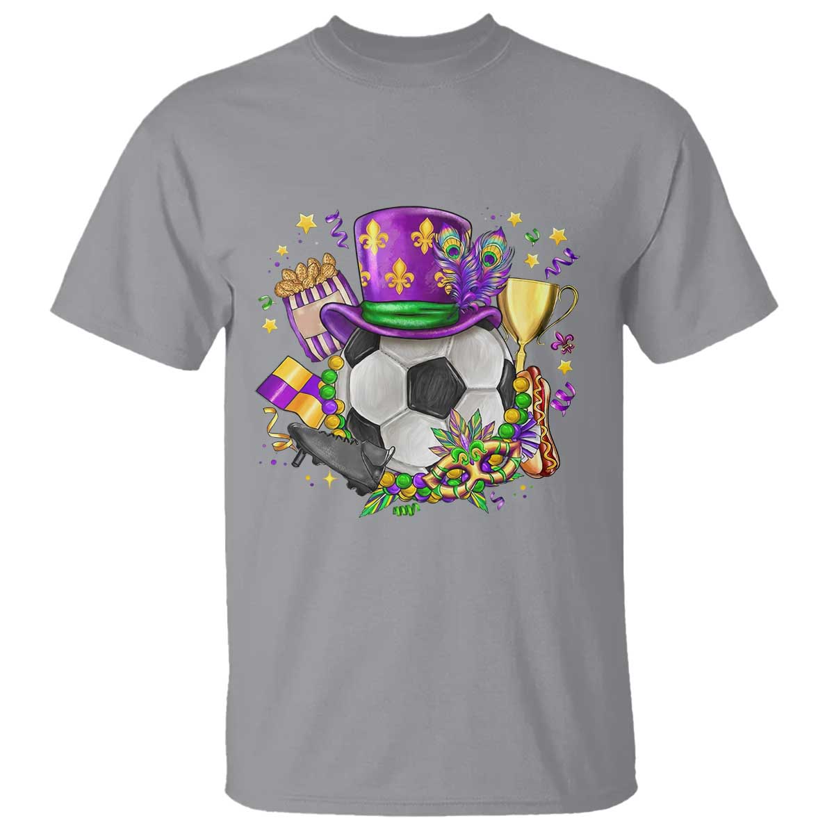 Mardi Gras Soccer Ball T Shirt Funny Soccer Player Gift