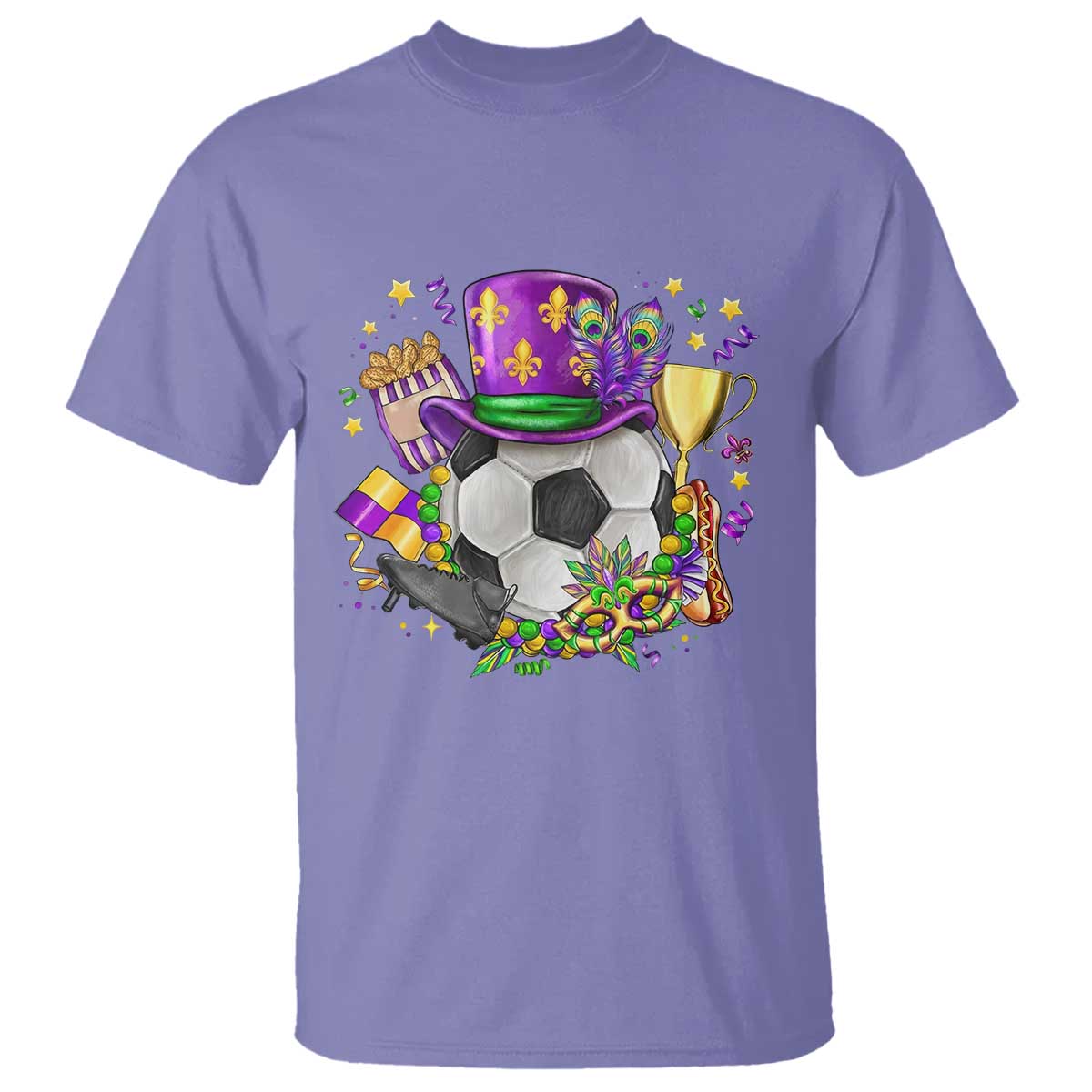 Mardi Gras Soccer Ball T Shirt Funny Soccer Player Gift