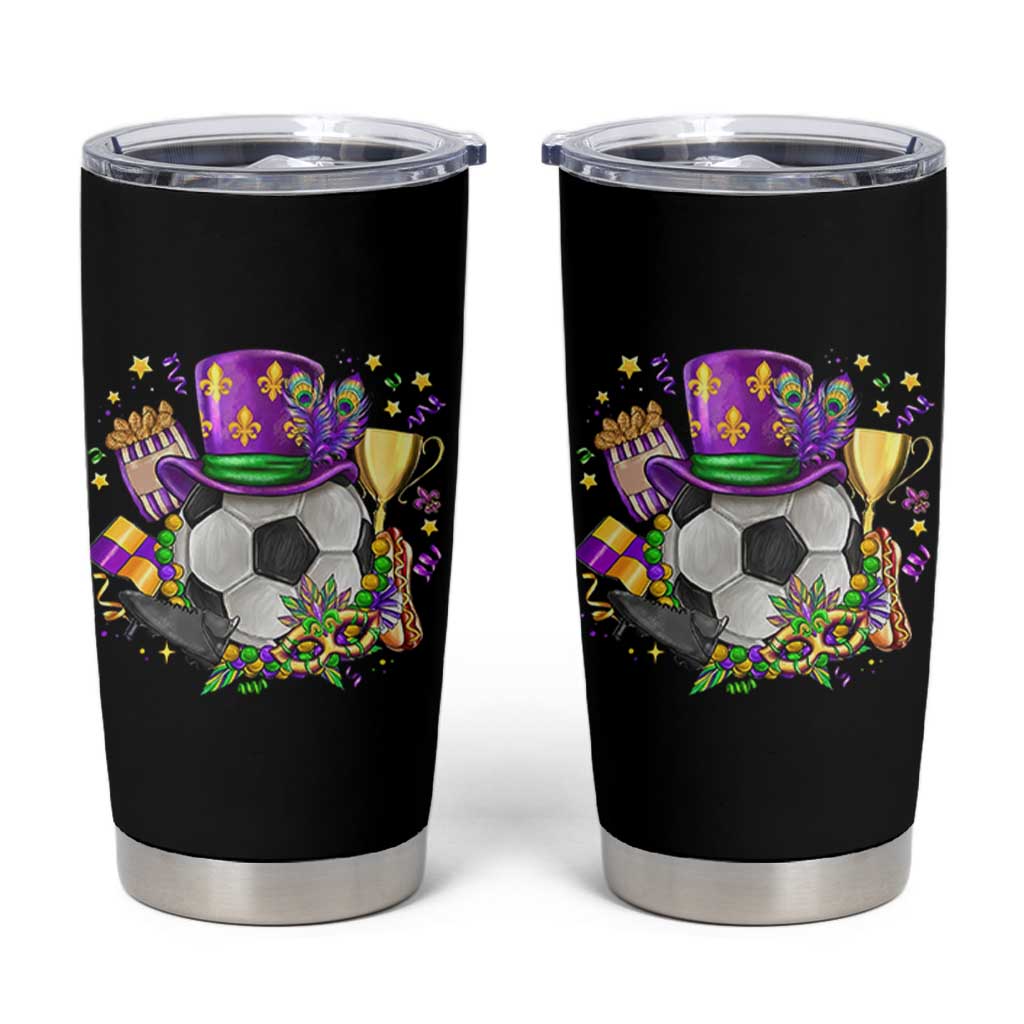 Mardi Gras Soccer Ball Tumbler Cup Funny Soccer Player Gift