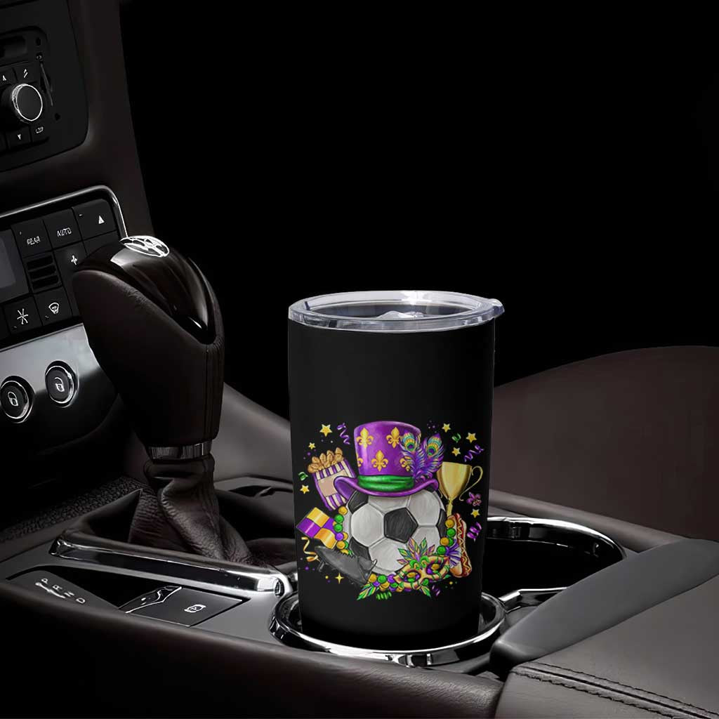 Mardi Gras Soccer Ball Tumbler Cup Funny Soccer Player Gift