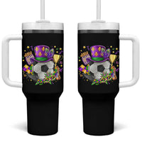 Mardi Gras Soccer Ball Tumbler With Handle Funny Soccer Player Gift