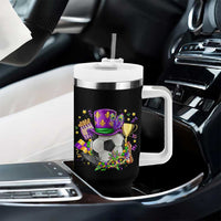 Mardi Gras Soccer Ball Tumbler With Handle Funny Soccer Player Gift