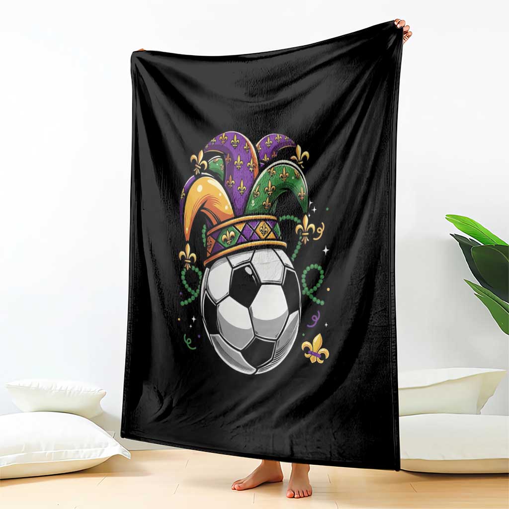 Mardi Gras Soccer Ball Throw Blanket Funny Louisiana Carnival Sports Gift