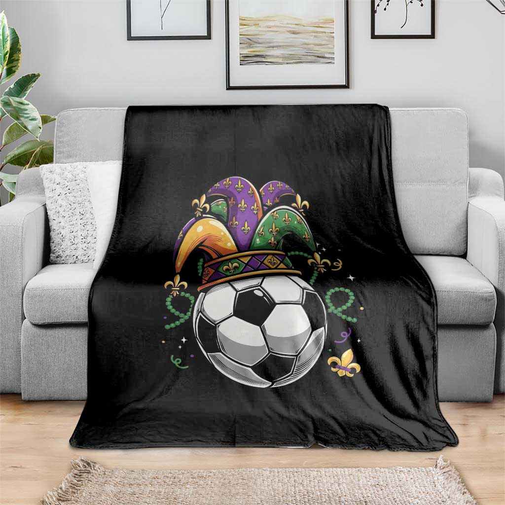 Mardi Gras Soccer Ball Throw Blanket Funny Louisiana Carnival Sports Gift