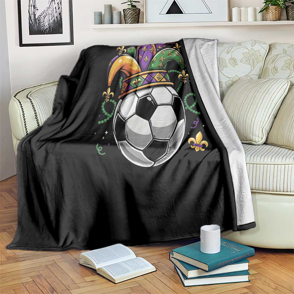 Mardi Gras Soccer Ball Throw Blanket Funny Louisiana Carnival Sports Gift