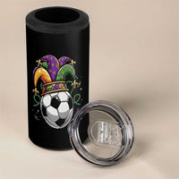 Mardi Gras Soccer Ball 4 in 1 Can Cooler Tumbler Funny Louisiana Carnival Sports Gift