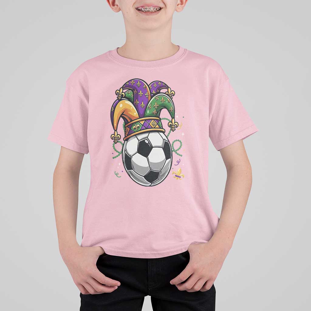 Mardi Gras Soccer Ball T Shirt For Kid Funny Louisiana Carnival Sports Gift