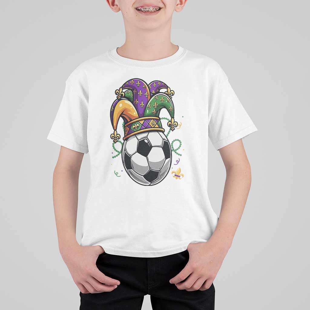 Mardi Gras Soccer Ball T Shirt For Kid Funny Louisiana Carnival Sports Gift