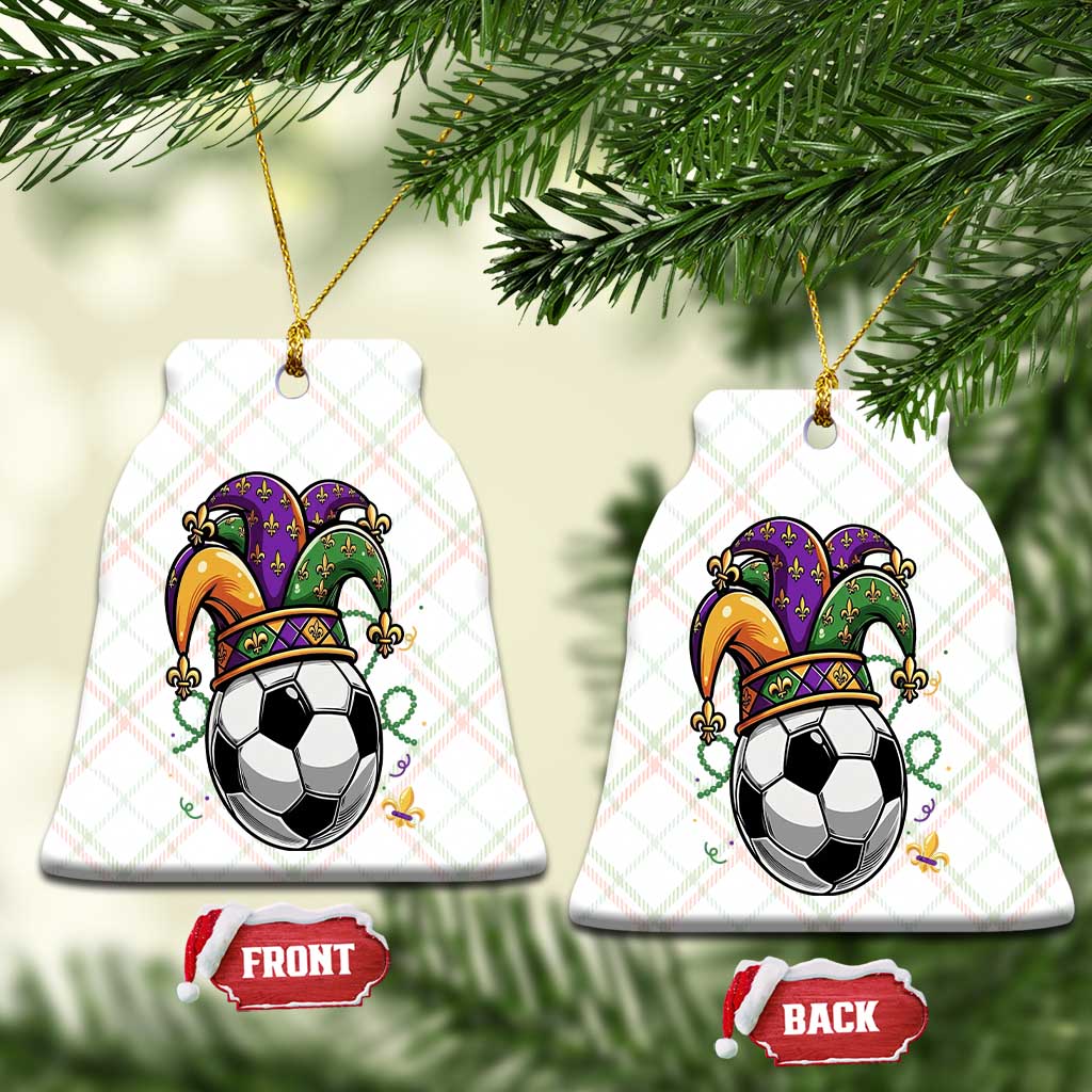 Mardi Gras Soccer Ball Ceramic Ornament Funny Louisiana Carnival Sports Gift