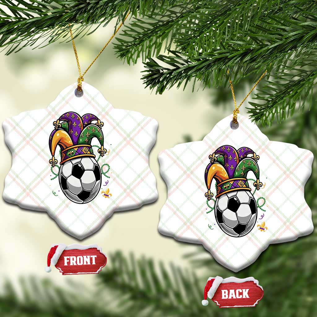Mardi Gras Soccer Ball Ceramic Ornament Funny Louisiana Carnival Sports Gift