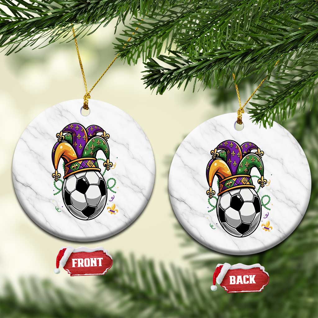 Mardi Gras Soccer Ball Ceramic Ornament Funny Louisiana Carnival Sports Gift