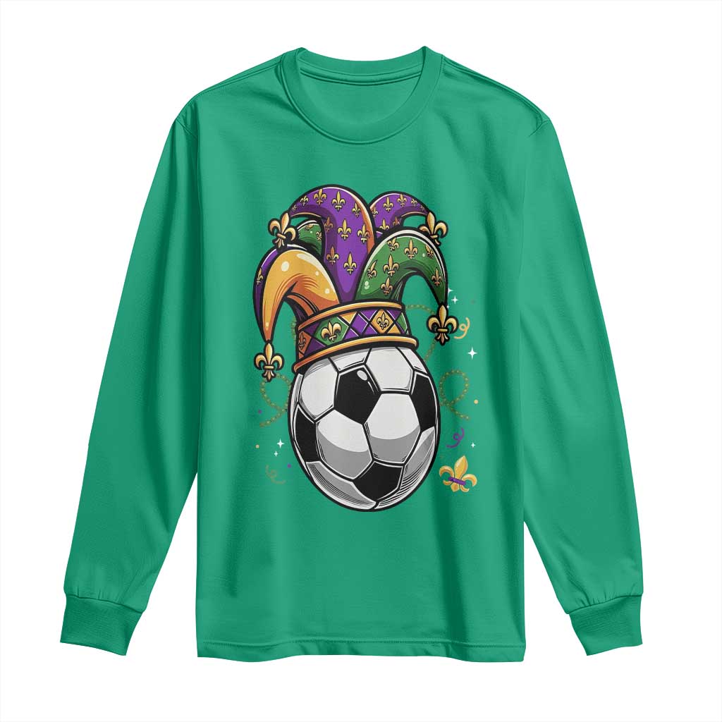 Mardi Gras Soccer Ball Long Sleeve Shirt Funny Louisiana Carnival Sports Gift