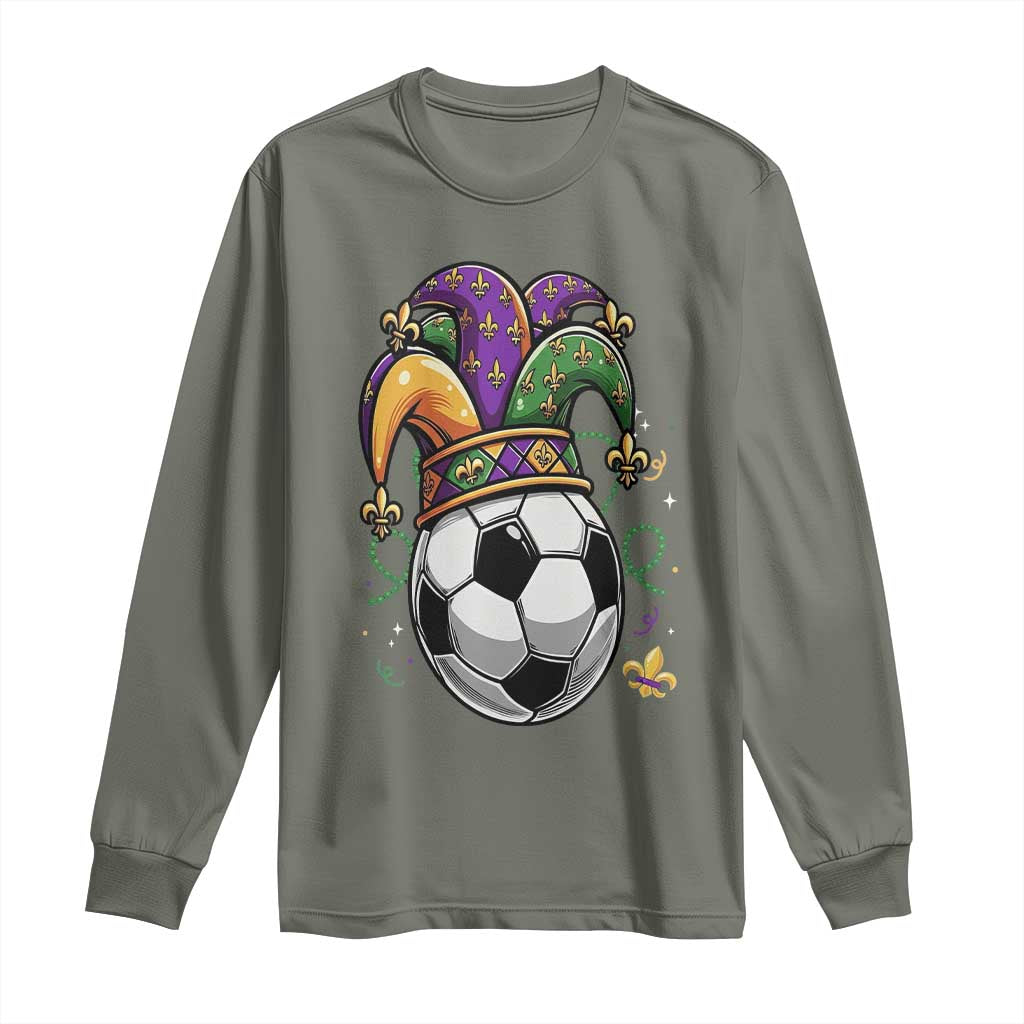Mardi Gras Soccer Ball Long Sleeve Shirt Funny Louisiana Carnival Sports Gift