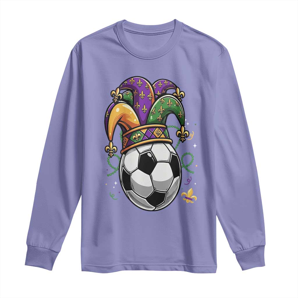 Mardi Gras Soccer Ball Long Sleeve Shirt Funny Louisiana Carnival Sports Gift