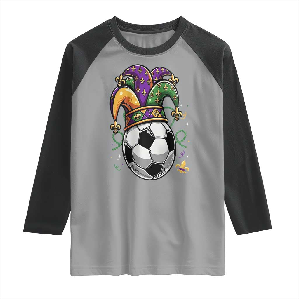 Mardi Gras Soccer Ball Raglan Shirt Funny Louisiana Carnival Sports Gift