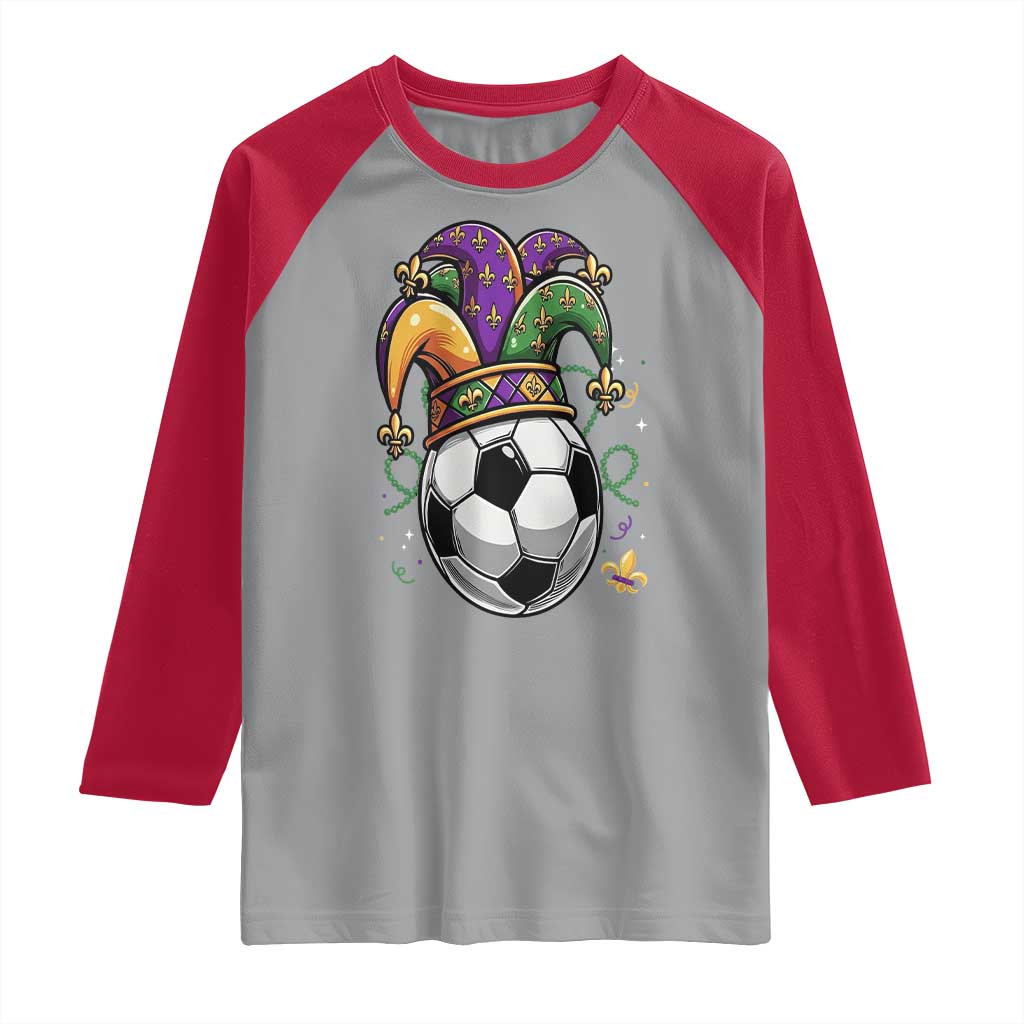 Mardi Gras Soccer Ball Raglan Shirt Funny Louisiana Carnival Sports Gift