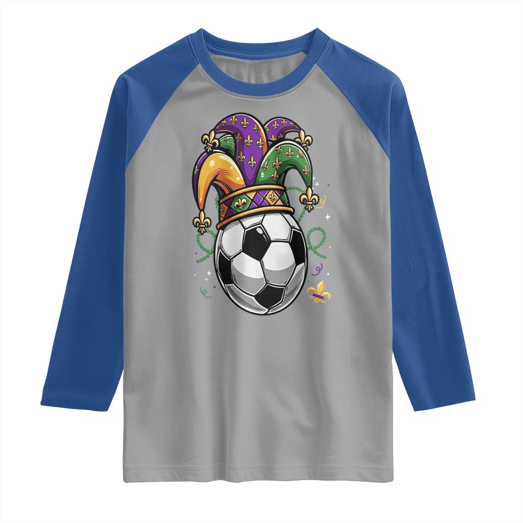 Mardi Gras Soccer Ball Raglan Shirt Funny Louisiana Carnival Sports Gift
