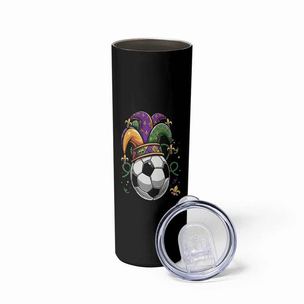 Mardi Gras Soccer Ball Skinny Tumbler Funny Louisiana Carnival Sports Gift