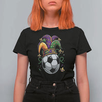 Mardi Gras Soccer Ball T Shirt For Women Funny Louisiana Carnival Sports Gift