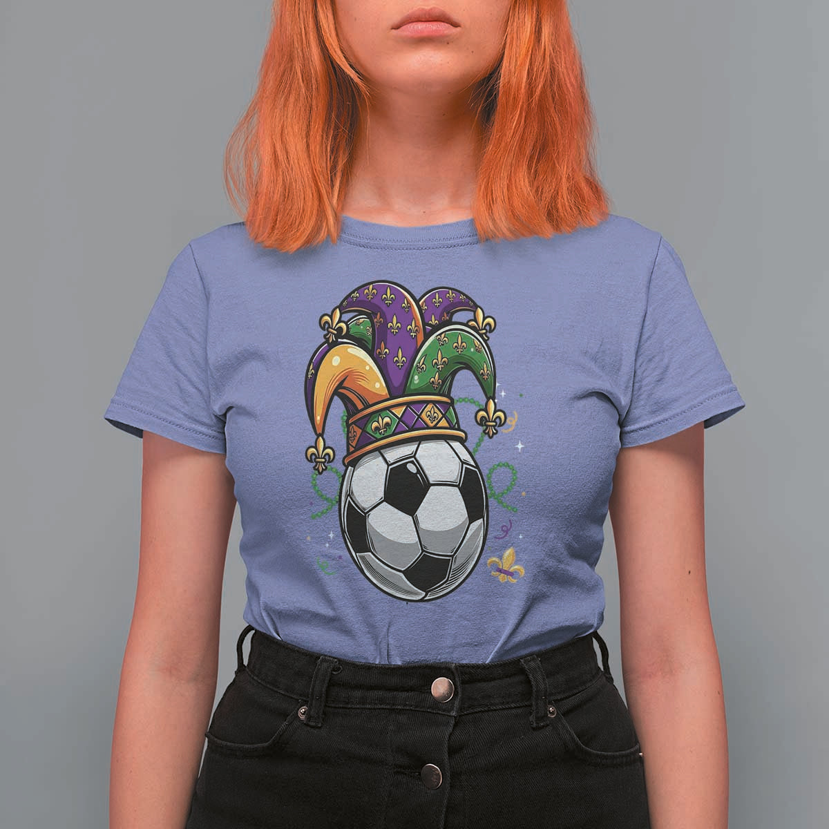 Mardi Gras Soccer Ball T Shirt For Women Funny Louisiana Carnival Sports Gift