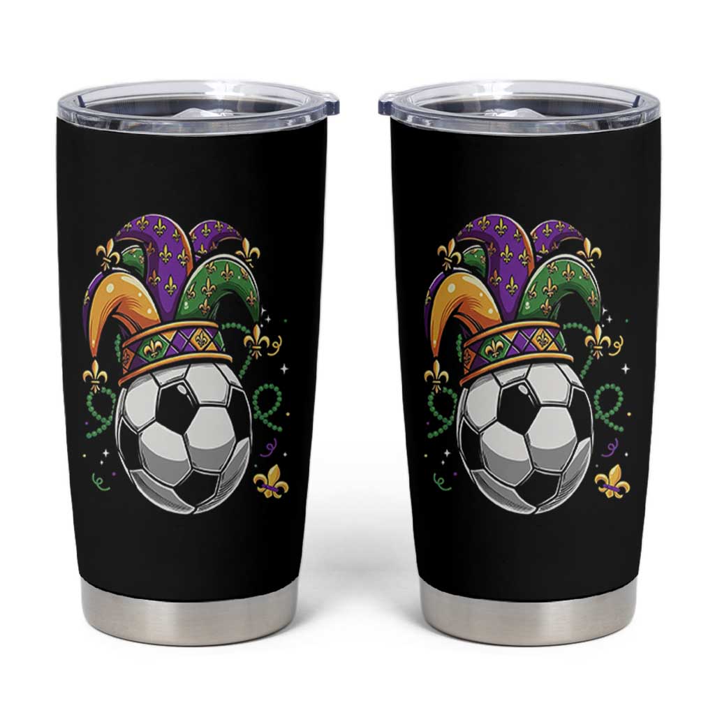 Mardi Gras Soccer Ball Tumbler Cup Funny Louisiana Carnival Sports Gift