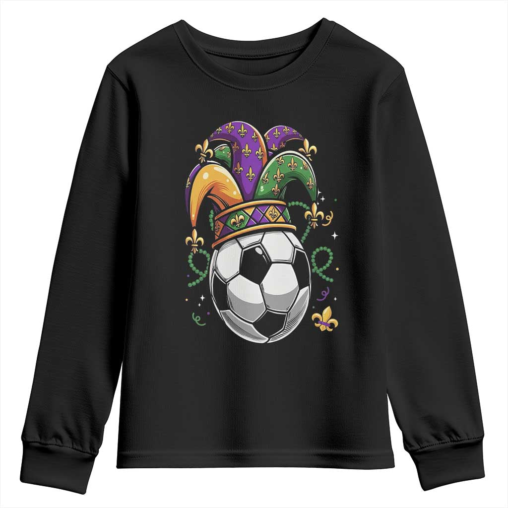 Mardi Gras Soccer Ball Youth Sweatshirt Funny Louisiana Carnival Sports Gift