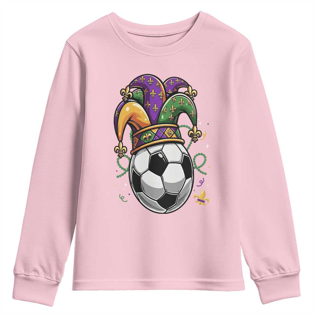 Mardi Gras Soccer Ball Youth Sweatshirt Funny Louisiana Carnival Sports Gift