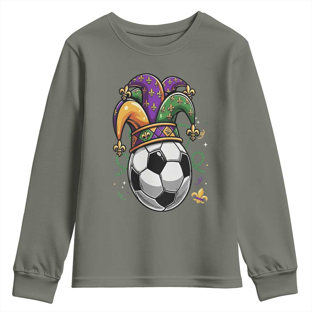 Mardi Gras Soccer Ball Youth Sweatshirt Funny Louisiana Carnival Sports Gift