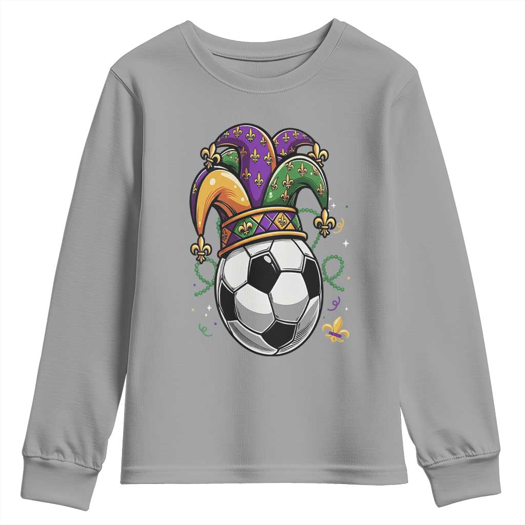 Mardi Gras Soccer Ball Youth Sweatshirt Funny Louisiana Carnival Sports Gift