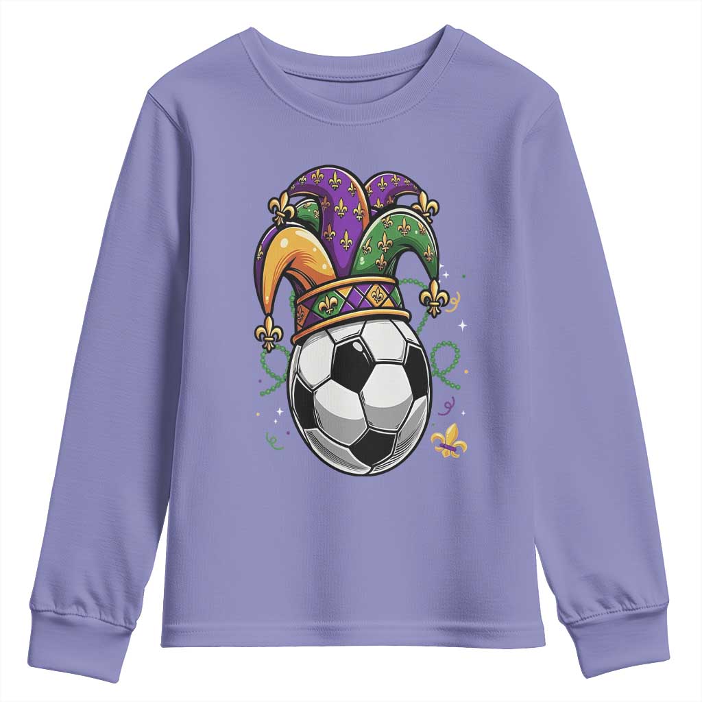Mardi Gras Soccer Ball Youth Sweatshirt Funny Louisiana Carnival Sports Gift