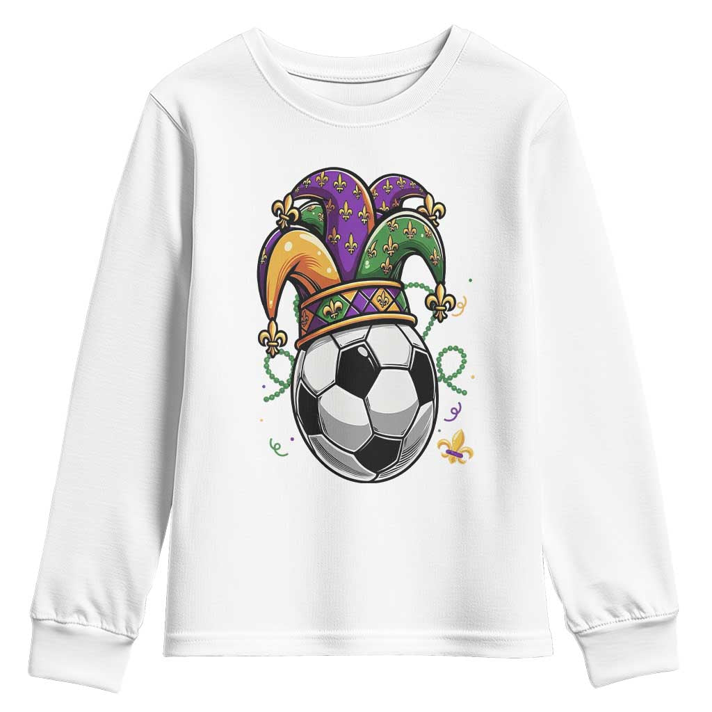Mardi Gras Soccer Ball Youth Sweatshirt Funny Louisiana Carnival Sports Gift