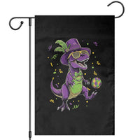 Funny Mardi Gras Dinosaur Playing Soccer Garden Flag