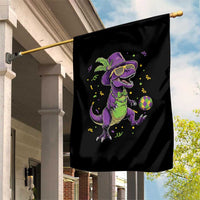 Funny Mardi Gras Dinosaur Playing Soccer Garden Flag